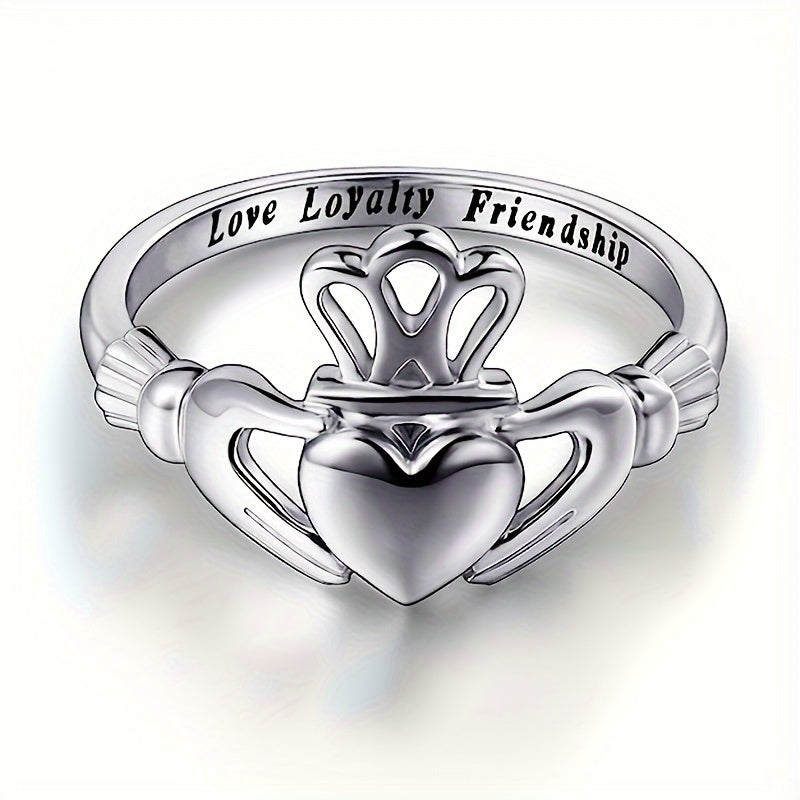 An elegant copper love and loyalty friendship ring with a minimalist heart-shaped arm design, suitable for daily wear and gifts, suitable for all seasons, suitable for Teachers' Day/Homecoming/Graduation season.