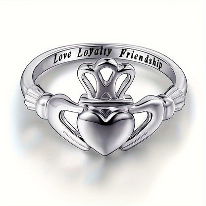 An elegant copper love and loyalty friendship ring with a minimalist heart-shaped arm design, suitable for daily wear and gifts, suitable for all seasons, suitable for Teachers' Day/Homecoming/Graduation season.