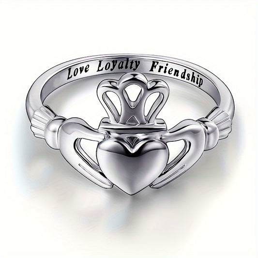 An elegant copper love and loyalty friendship ring with a minimalist heart-shaped arm design, suitable for daily wear and gifts, suitable for all seasons, suitable for Teachers' Day/Homecoming/Graduation season.