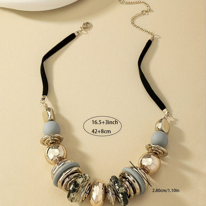 A three-piece necklace plus earrings bohemian jewelry set made of exaggerated beads is the perfect decoration for a summer beach party