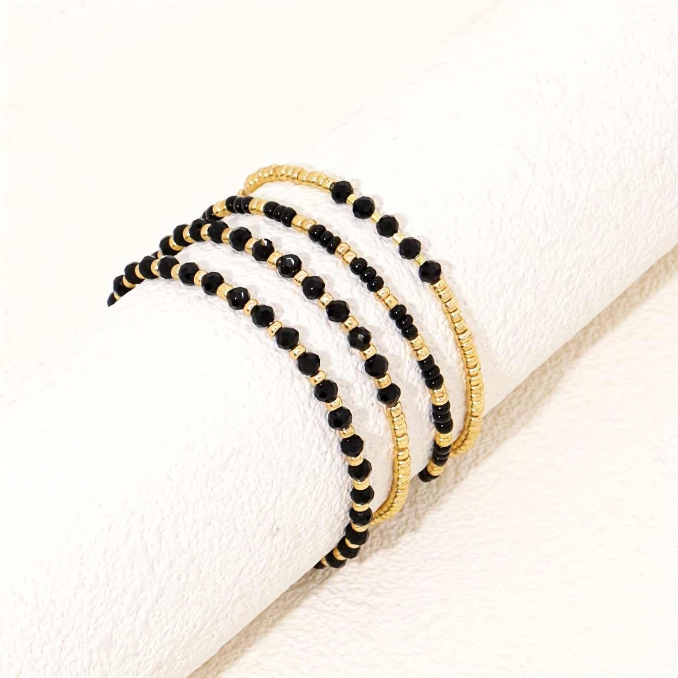 A set of exquisite black and beaded bracelets for elegant ladies: ideal for parties and festivals - no extra decorations, just pure and simple beads