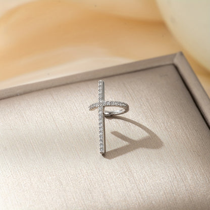 Elegant and Stylish Cubic Zirconia Cross Clip Earrings - Simple and Sophisticated Ladies Casual Accessories