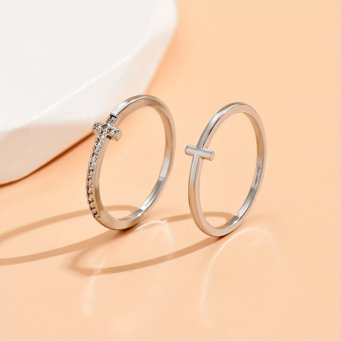 Double Cross Sparkle Synthetic Zirconia Ring Elegant Index Finger Jewelry Gift