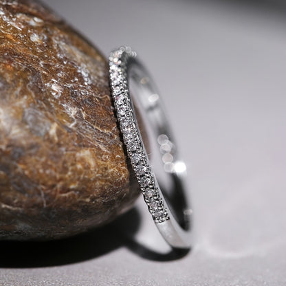 Simple Ladies Ring Inlaid Zirconia Silver Plated Ring Bride Engagement Wedding Stack Ring Jewelry