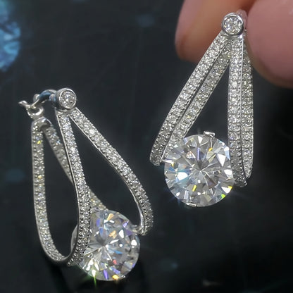 Stunning round white rhinestone earrings for women, perfect for weddings, engagements, Casual Attire and casual fashion jewelry
