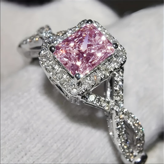 Classic Square Zirconia Couple Ring Romantic Engagement Ring Bridal Wedding Fashion Jewelry Couple Anniversary Gift