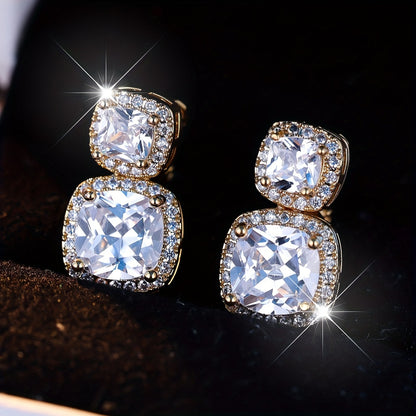 Luxury Shaped Stone Clip Earrings Stylish White Synthetic Zirconia Small Earrings Ladies Vintage Fashion Wedding Jewelry