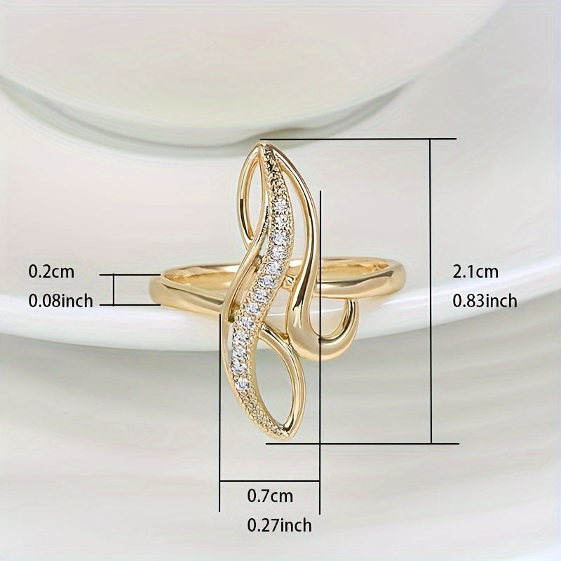 Elegant Ring 18k Gold Plated Paved Shining Zirconia Symbol Of Infinity & Beauty Match Daily Outfits Party Accessory Gift For Your Love