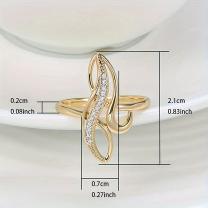 Elegant Ring 18k Gold Plated Paved Shining Zirconia Symbol Of Infinity & Beauty Match Daily Outfits Party Accessory Gift For Your Love