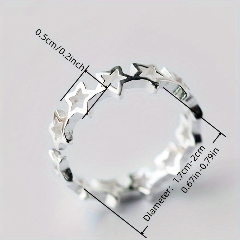 Women's daily casual simple ring accessories, adjustable ring with hollow star opening