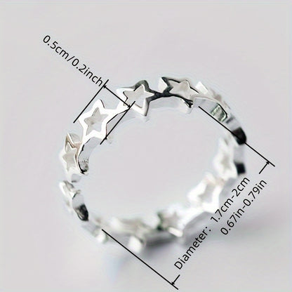 Women's daily casual simple ring accessories, adjustable ring with hollow star opening