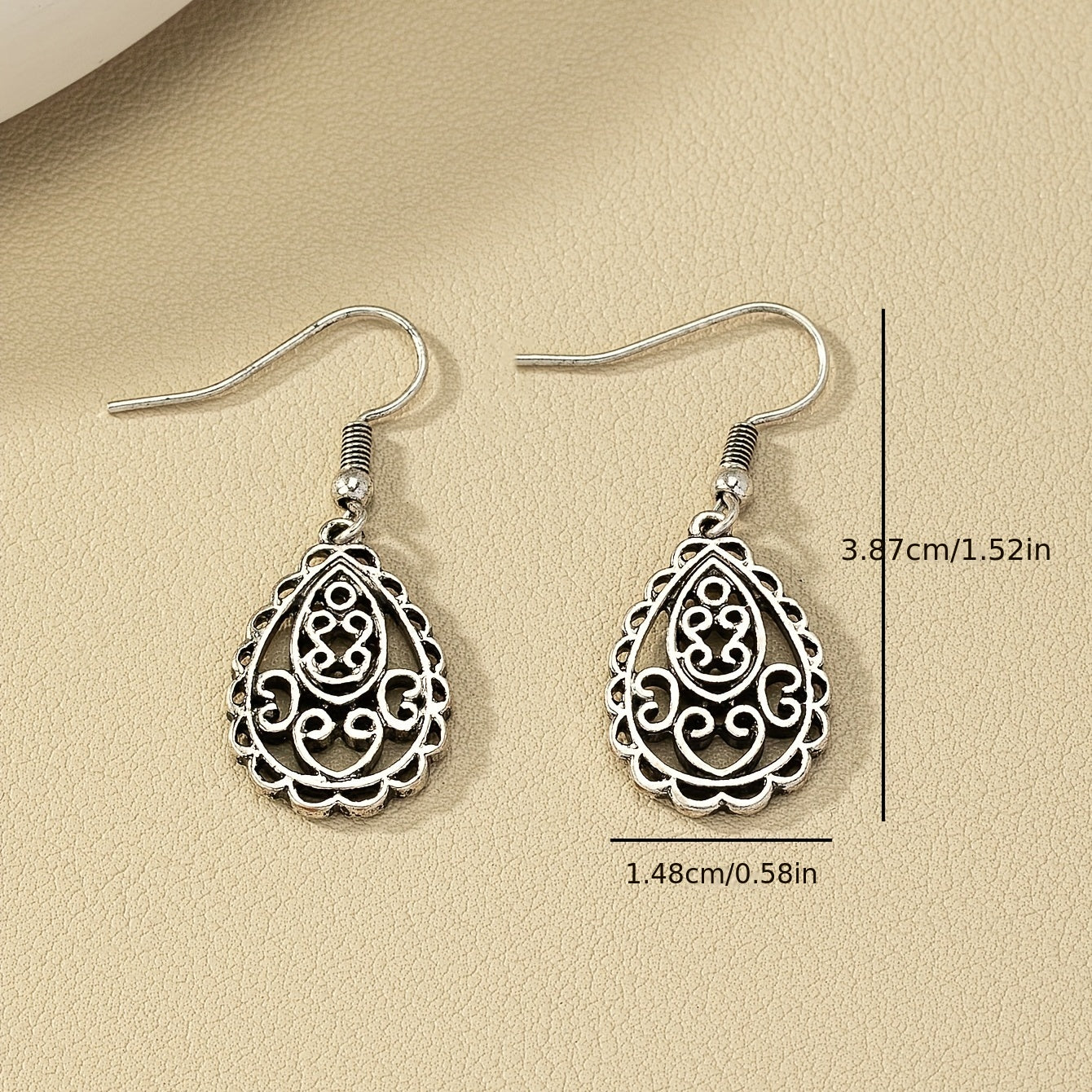 Bohemian style hollow pendant, water drop pendant, retro style earrings decoration