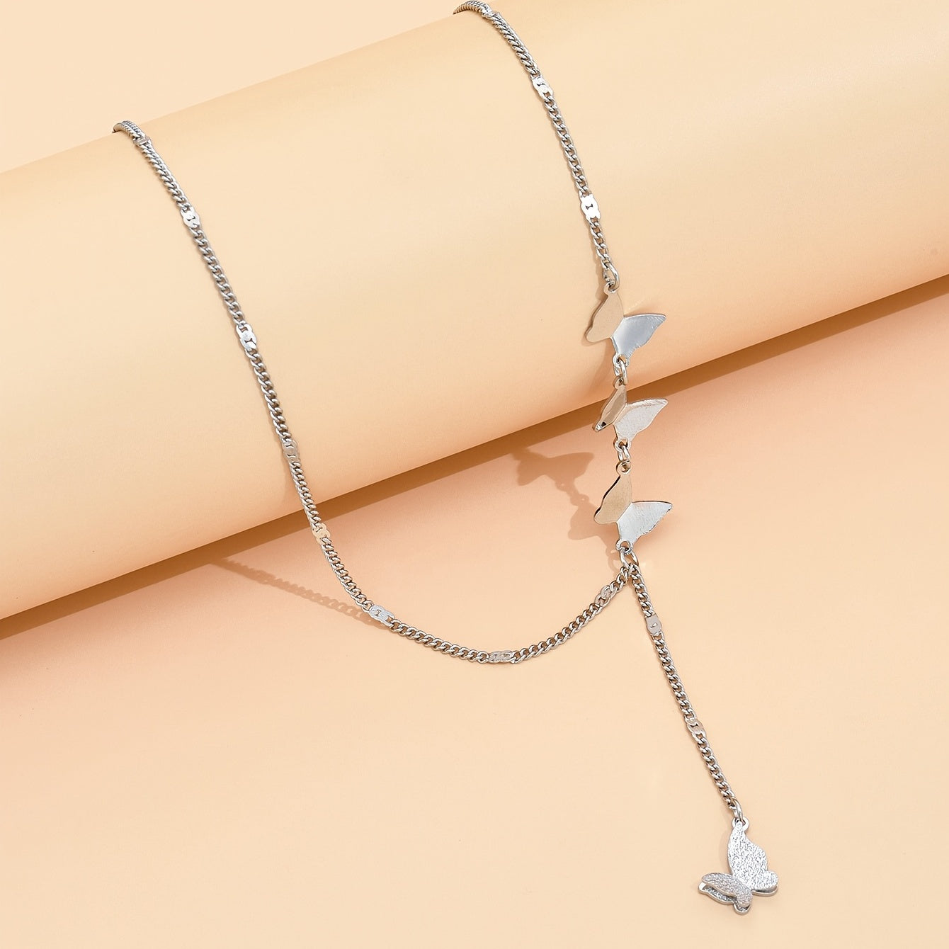 Y-chain necklace butterfly pendant elegant neck jewelry women's jewelry