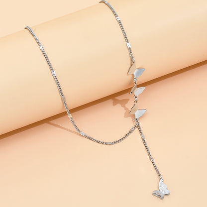 Y-chain necklace butterfly pendant elegant neck jewelry women's jewelry