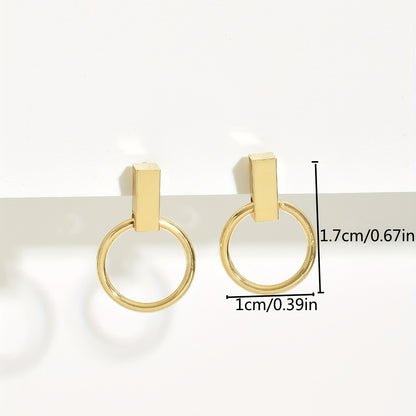 Golden round design stud earrings elegant simple style copper jewelry fashion Women's gift