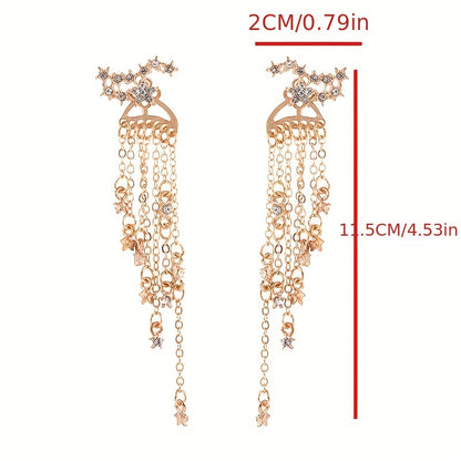 Exquisite star long fringed earrings, sparkling star design