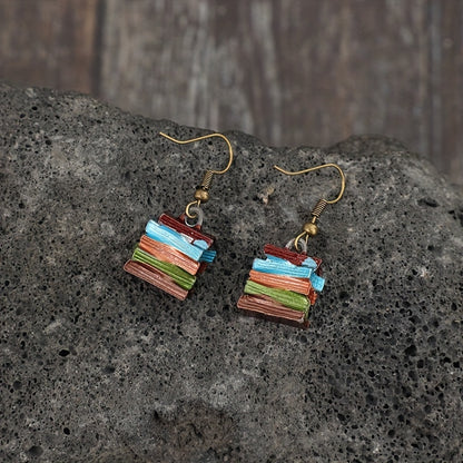 Bohemian Colored Book Pendant Earrings - Alloy, Iron Stud Earrings for Daily and Sports Wear
