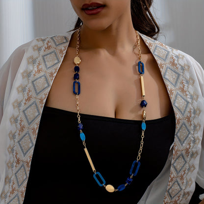 Bohemian Gold Plated Geometric Combination Long Necklace Sweater Chain