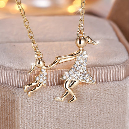 1 fashionable Zirconia mother-daughter pendant necklace, suitable for Women's daily wear
