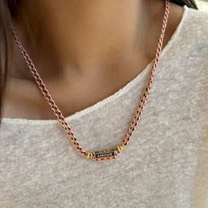 A tribal style handwoven rope pendant necklace for women with copper metal letter pendant - stylish vacation party jewelry accessories, unplated - daily and party wear, suitable for all seasons (1 piece)