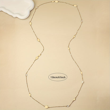 Retro simple metal style long necklace sweater chain, can be worn alone or stacked