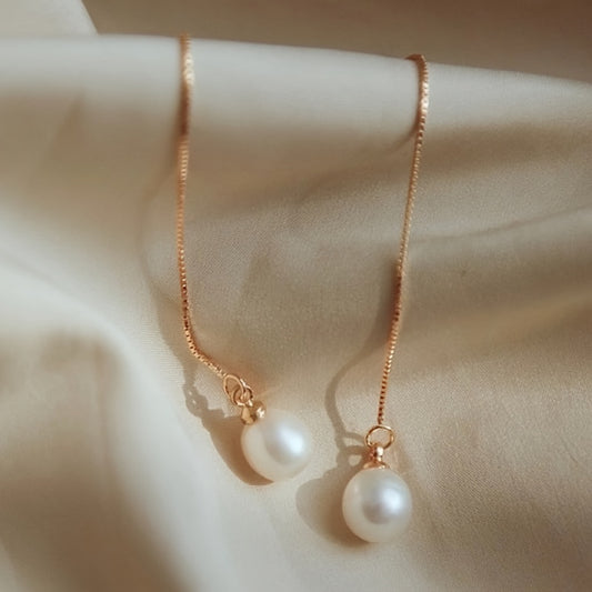 Ladies Elegant Simple Pendant Earrings, Synthetic Pearl June Birthstone, Copper Nickel Free Plating, French Earrings, Imitation Pearl Pendant, Wedding Party Jewelry, Carnival Accessories, All Season - 1 Pair