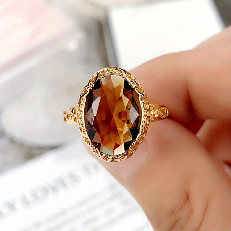 Vintage Plated 4 Prong Setting Oval Cut Emerald Gemstone Rings Bridal Wedding Party Fashion Rings For Women