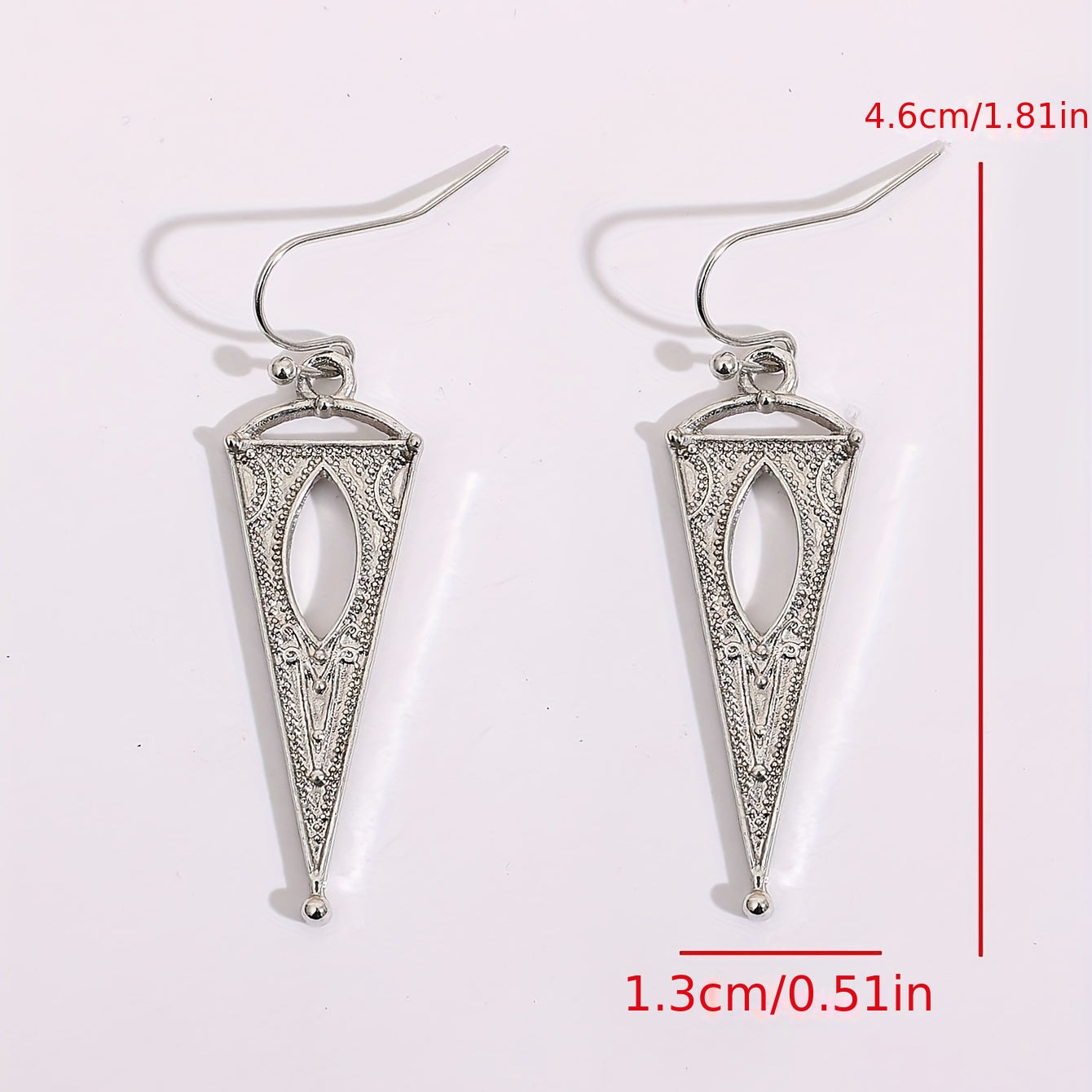 Classical triangular engraved hanging earrings, silver-plated zinc alloy jewelry, exquisite ladies' gifts