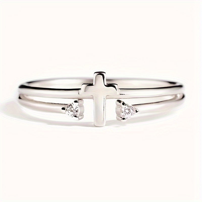 Stylish and simple zircon inlaid ring, suitable for women's daily leisure, parties and banquets, versatile ring jewelry