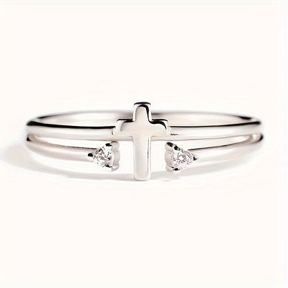 Stylish and simple zircon inlaid ring, suitable for women's daily leisure, parties and banquets, versatile ring jewelry