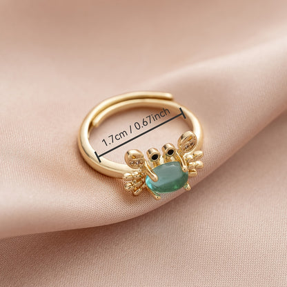 1 elegant adjustable mini crab ring, suitable for women, cute copper jewelry, suitable for daily and party occasions, ideal gift for friends