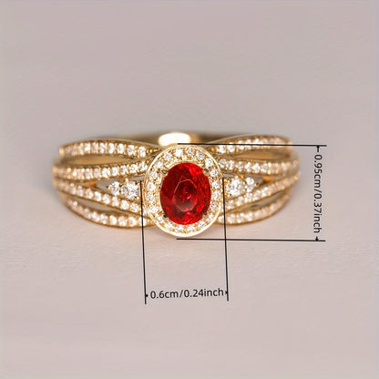 Exquisite Luxury 18K Gold Plated Luxury Ring Ladies Daily Casual Anniversary Gift Accessory Ring