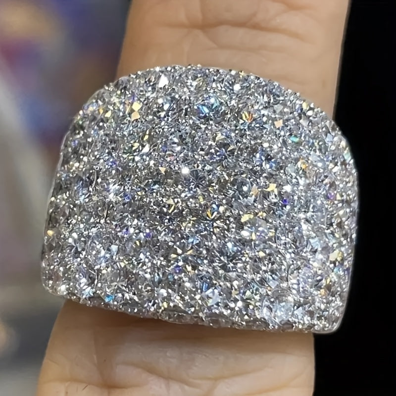 1 Elegant Ladies Broadband Ring - Deluxe Sparkling Synthetic Zirconia, Perfect for Proposals, Engagements, Weddings and Parties - Perfect for Valentine's Day