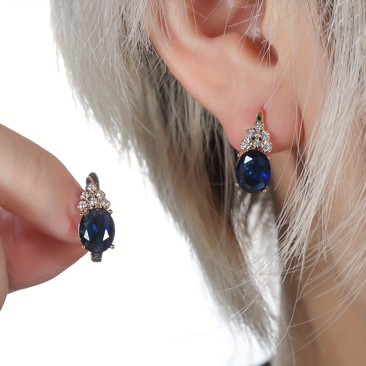 Copper drop earrings with oval faux square diamonds and mixed-color stone, wedding jewelry, Valentine's gifts, dress-up game accessories