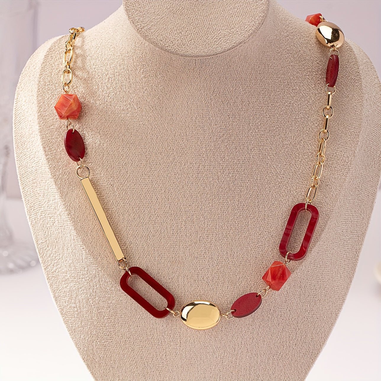 Bohemian Gold Plated Geometric Combination Long Necklace Sweater Chain