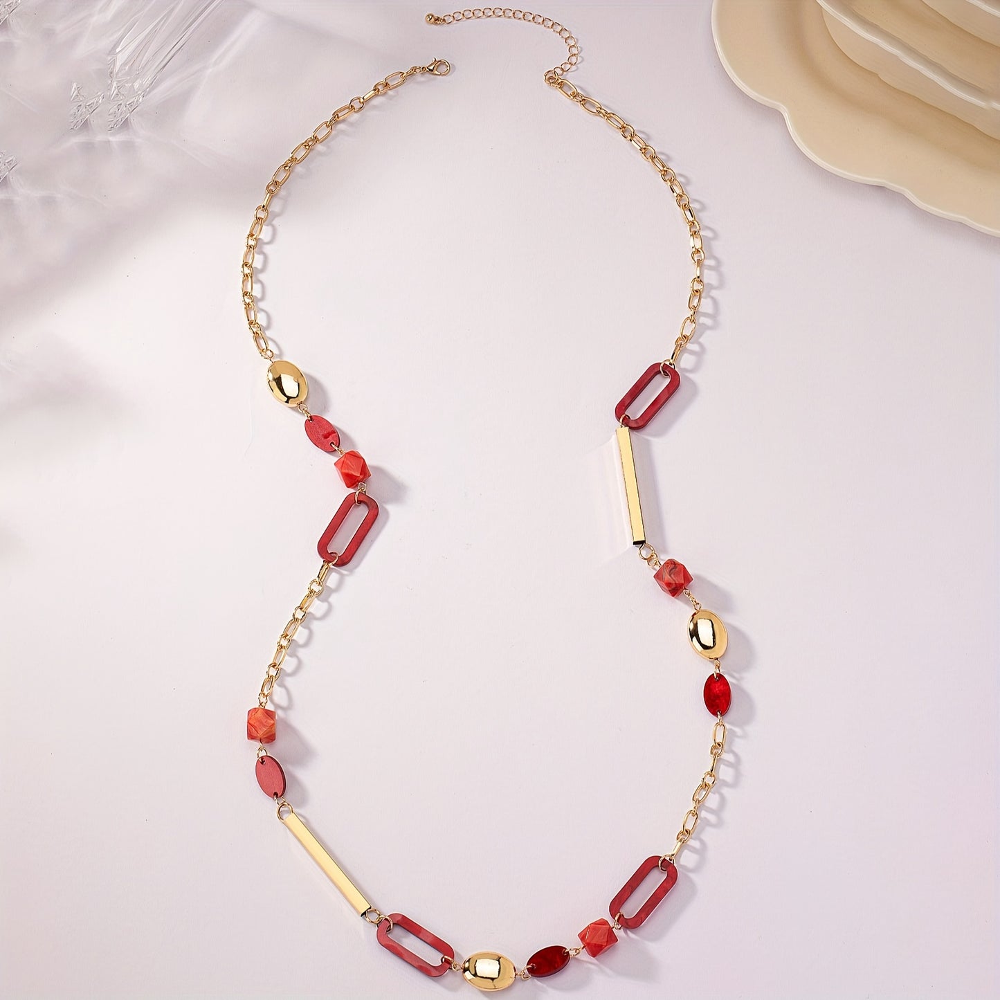 Bohemian Gold Plated Geometric Combination Long Necklace Sweater Chain