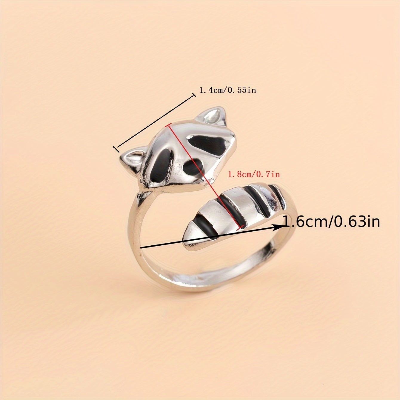 Creative new raccoon open ring