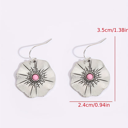 New retro lotus leaf lace personalized earrings ethnic style sunflower agate earrings