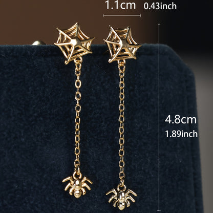 Tribal Gothic Spider Web Pendant Earrings, Copper Material, Unplated Finish, Versatile Design, Suitable for Gifts and Parties, Feather Free, Suitable for All Seasons
