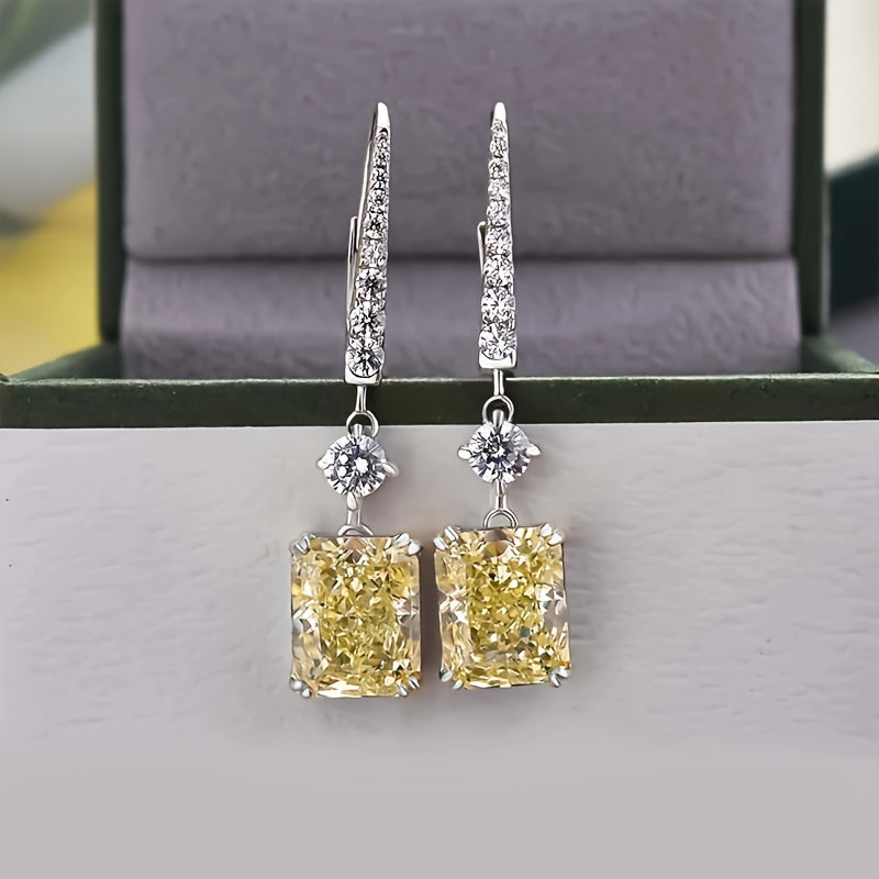 Elegant French Style Yellow Synthetic Gemstone Women's Pendant Earrings - Nickel Free Copper, Perfect for Casual Attire and Special Occasions, Novel Earrings