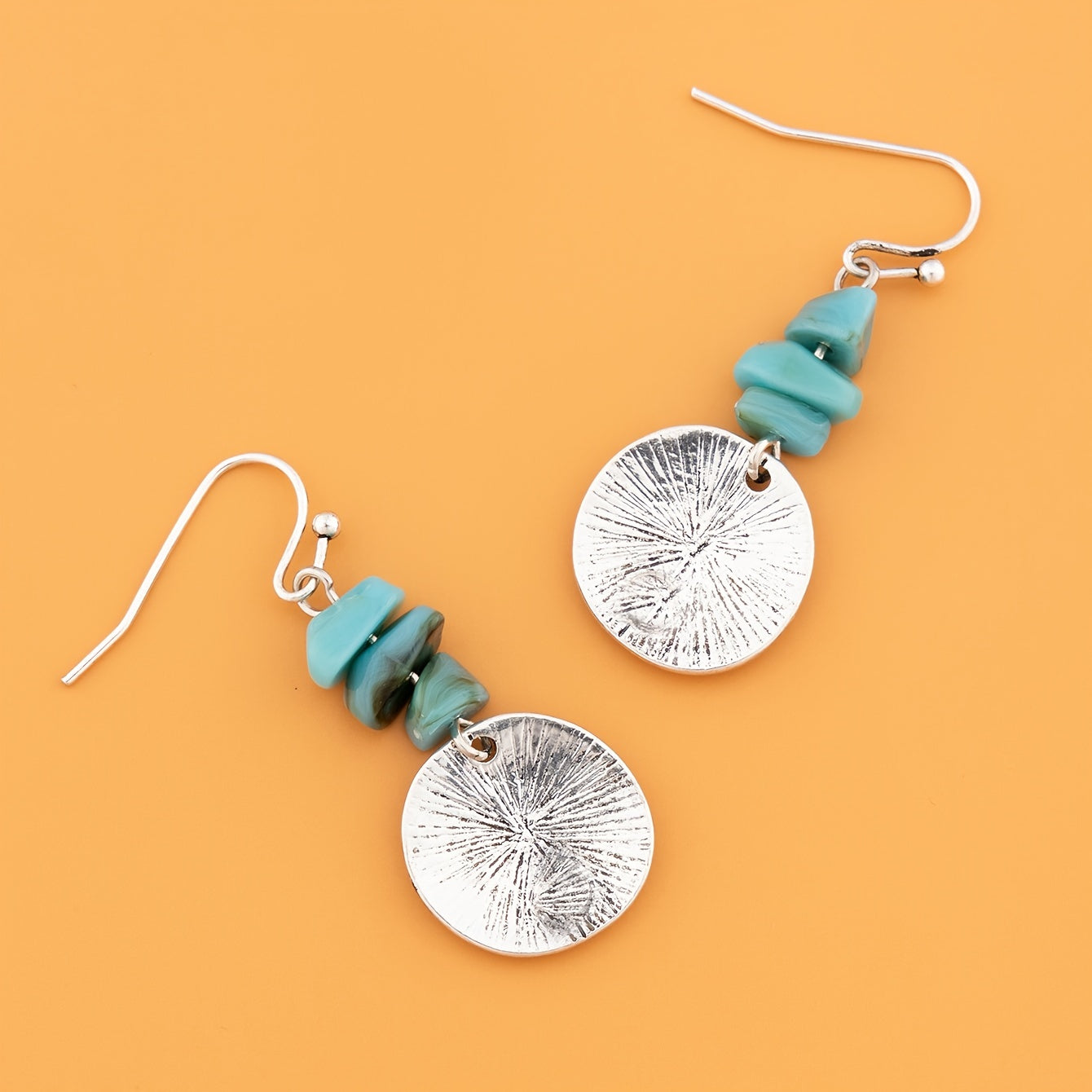 Bohemian Silver Plated Spiral Pendant Earrings Vintage Modern Pendant Earrings with Zinc Alloy Stone Elegant Holiday Birthday Gift for Female Sisters Lover 1 Pair