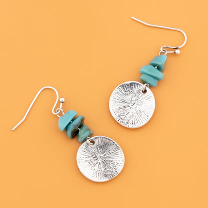 Bohemian Silver Plated Spiral Pendant Earrings Vintage Modern Pendant Earrings with Zinc Alloy Stone Elegant Holiday Birthday Gift for Female Sisters Lover 1 Pair