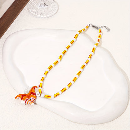 1pc Fashion Pendant Necklace Tropical Island Glass Small Fish Seahorse Pendant Handmade Colored Beaded Necklace Ladies Summer Beach Vacation Party Jewelry Accessories Handmade