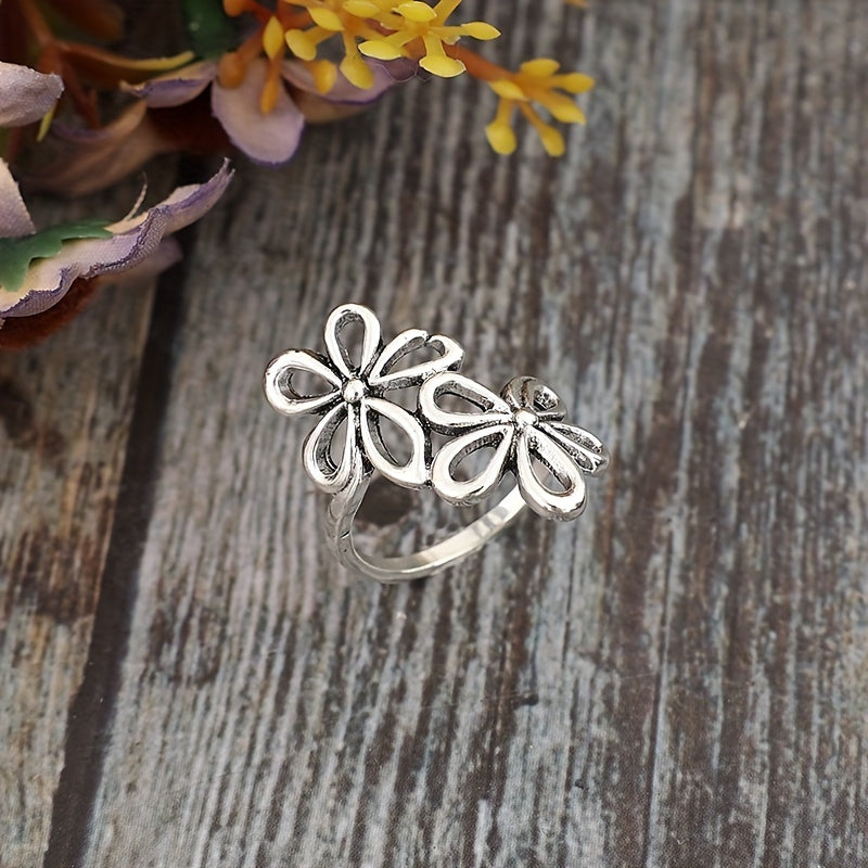 European and American flower opening adjustable women's ring