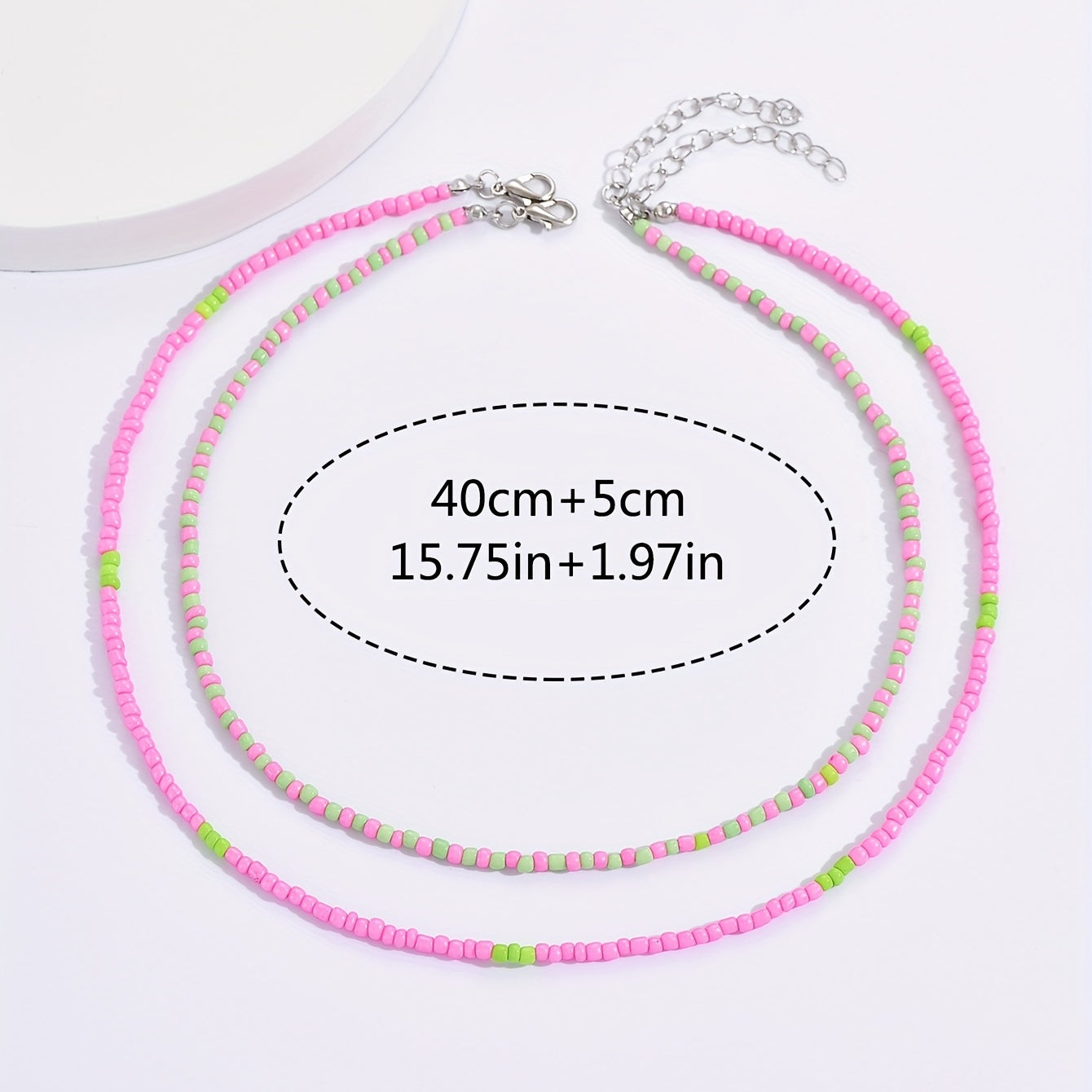 2 Bohemian handmade beaded rice necklaces, summer beach vacation accessories