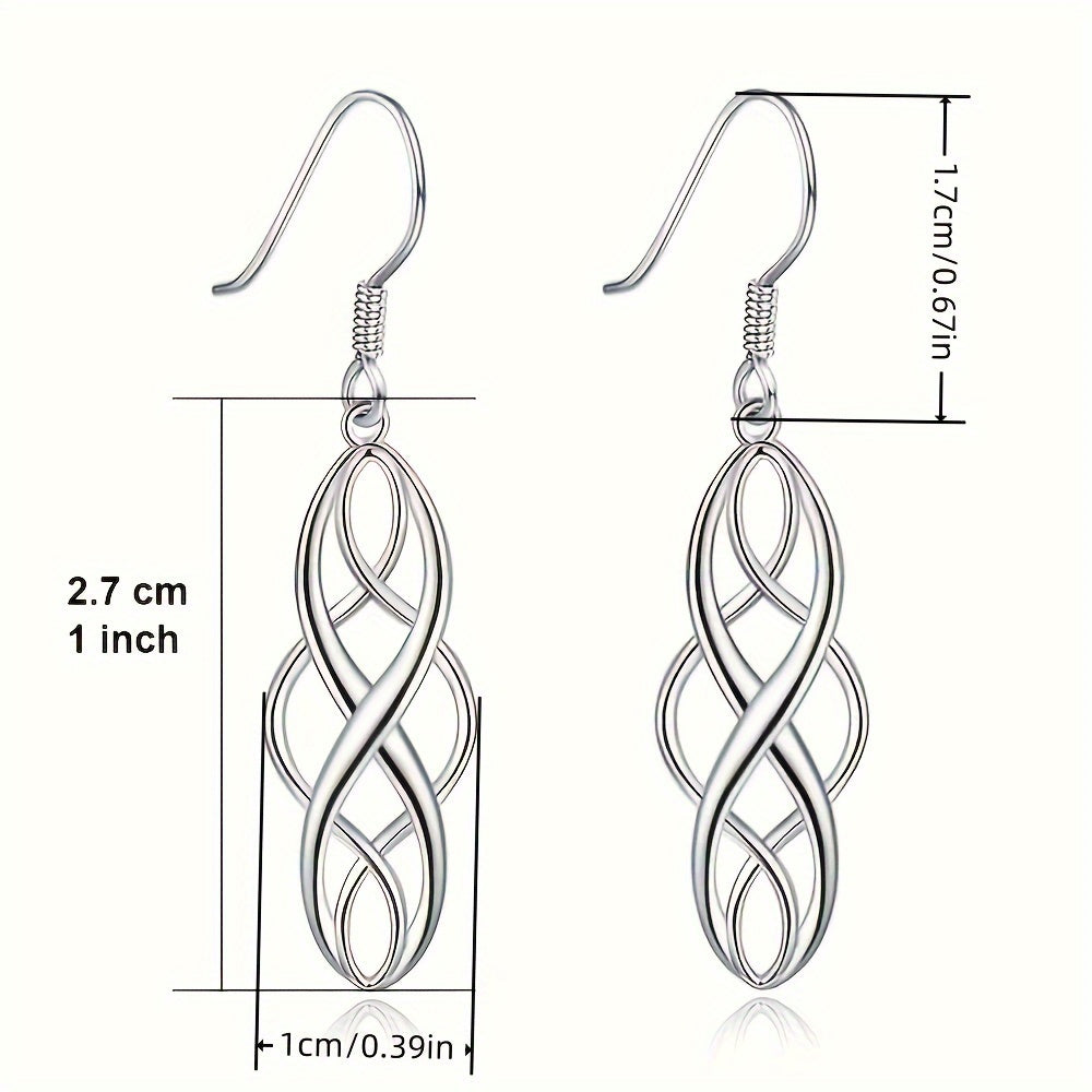 Silver knotted pendant earrings, elegant and simple style, copper and silver plated jewelry, exquisite Women's gifts, daily leisure