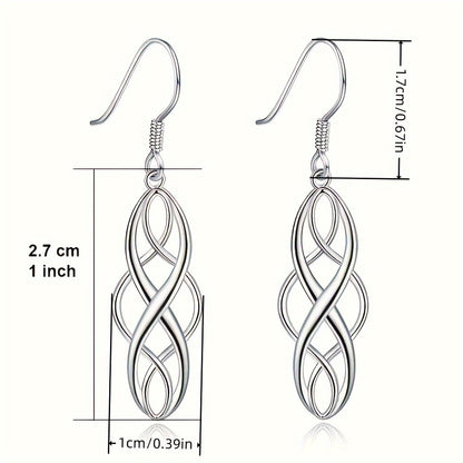 Silver knotted pendant earrings, elegant and simple style, copper and silver plated jewelry, exquisite Women's gifts, daily leisure